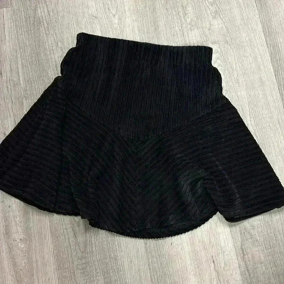 Free People Camden Corduroy Elastic Waist Mini Skirt Black Size Small - Picture 3 of 9